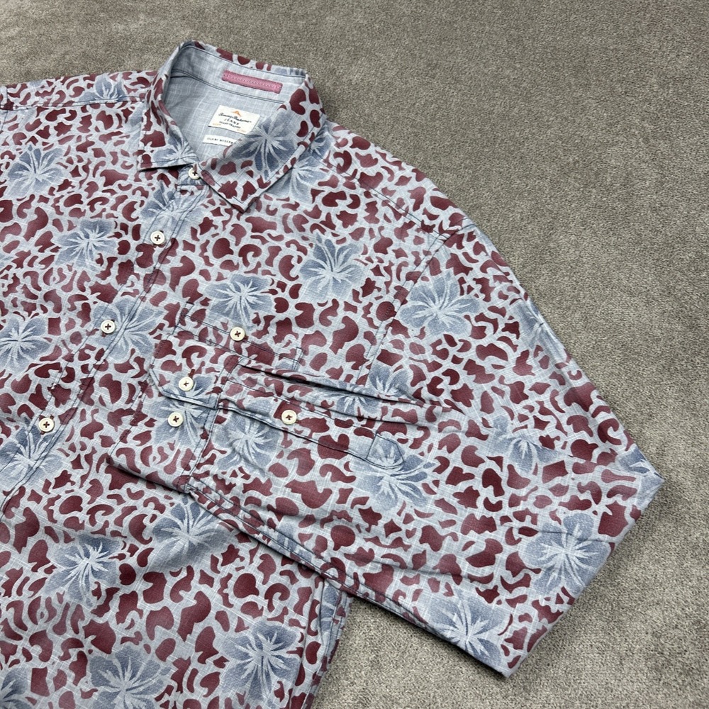 Tommy Bahama Shirt Mens Large Button Up Island Modern Fit Abstract Floral Casual